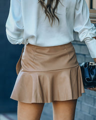 Clueless Faux Leather Mini Skort - Latte DO+B-001