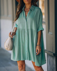 Hails Linen Blend Button Down Shirt Dress - Sage Ins Street