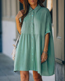 Hails Linen Blend Button Down Shirt Dress - Sage Ins Street