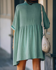 Hails Linen Blend Button Down Shirt Dress - Sage Ins Street