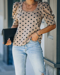 Ralph Cotton Puff Sleeve Polka Dot Top Ins Street