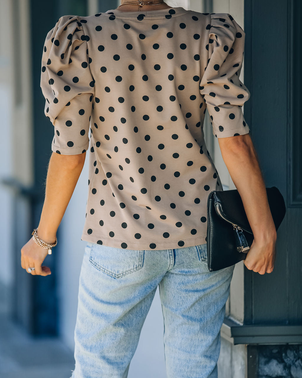 Ralph Cotton Puff Sleeve Polka Dot Top Ins Street