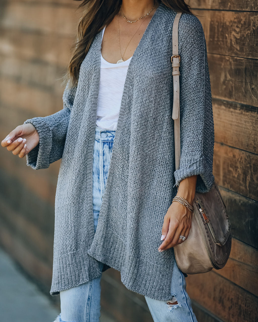 Take It Easy Knit Cardigan - Grey Mint Ins Street