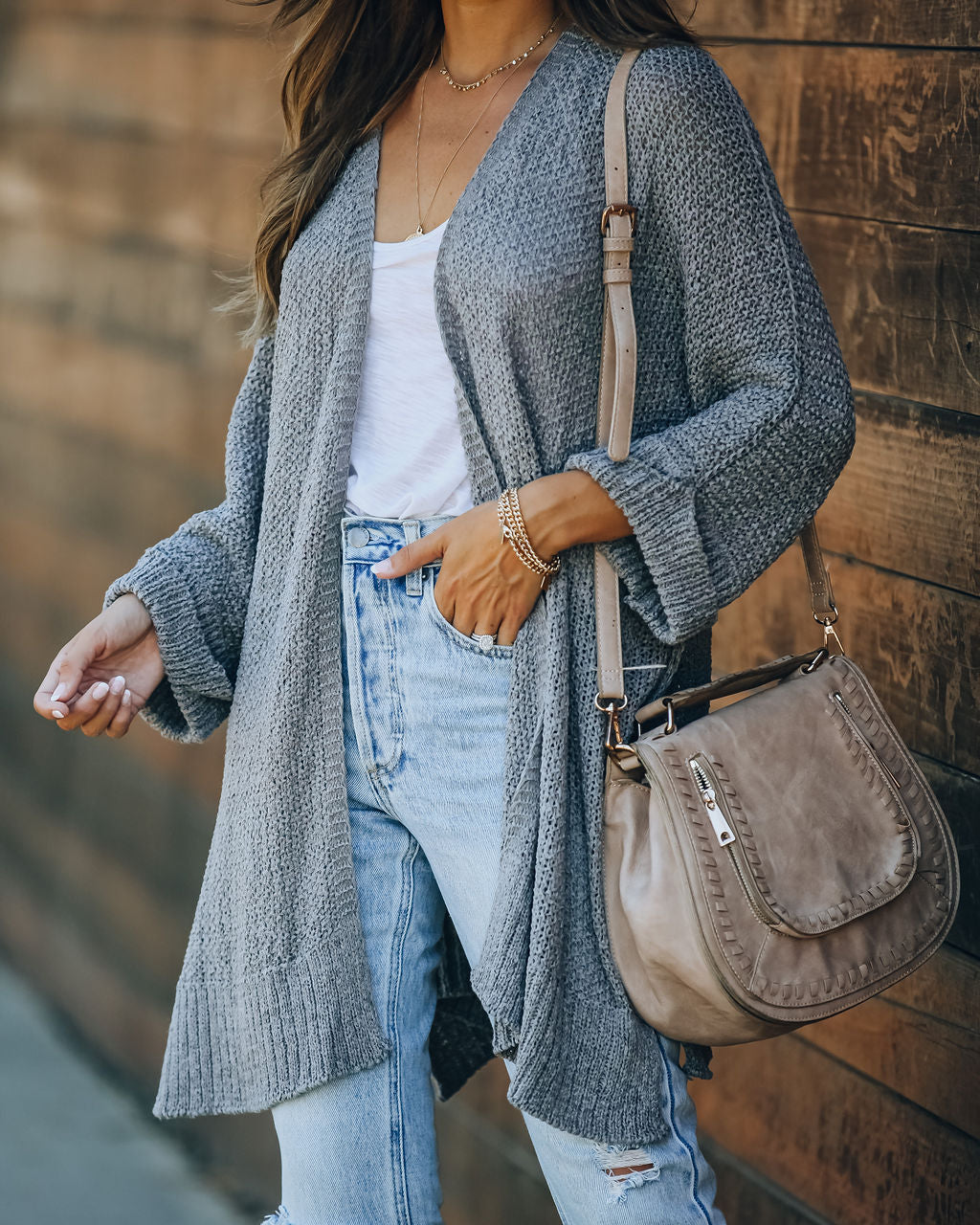 Take It Easy Knit Cardigan - Grey Mint Ins Street