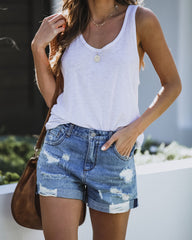 Worn Through Distressed Cuffed Denim Shorts Ins Street