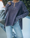 Melrose Washed Knit Grommet Top - Purple Ins Street