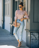 Lots Of Love Contrast Polka Dot Sleeve Knit Top - Mauve Ins Street