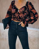 Fancy Seeing You Floral Velvet Ruched Crop Top Ins Street