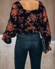 Fancy Seeing You Floral Velvet Ruched Crop Top Ins Street