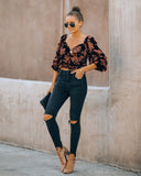 Fancy Seeing You Floral Velvet Ruched Crop Top Ins Street