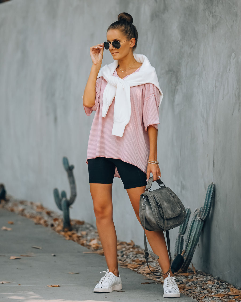 Lewie Unfinished Thermal Tee - Blush Ins Street