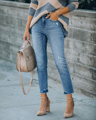 Busy High Rise Distressed Denim Ins Street