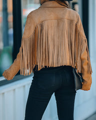 Walford Cropped Fringe Faux Suede Jacket - Camel Ins Street