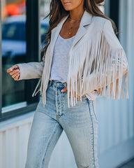 Walford Cropped Fringe Faux Suede Jacket - Sand Ins Street