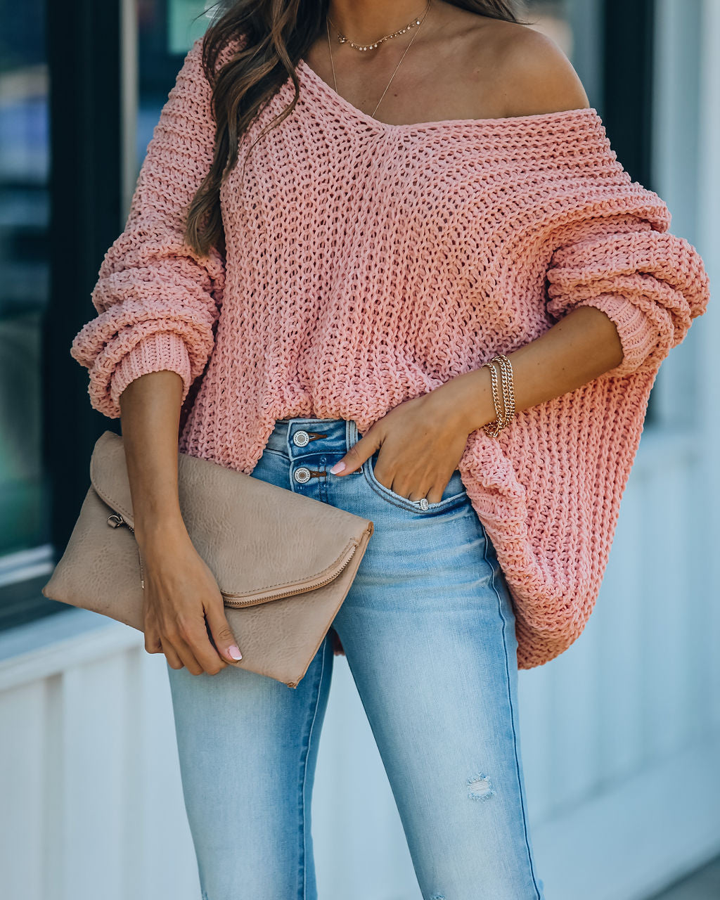 Pinky Promise Cotton Blend Knit Sweater - Blush Ins Street