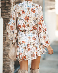 Vienne Floral Adjustable Balloon Sleeve Dress Ins Street