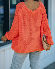 Pinky Promise Cotton Blend Knit Sweater - Orange Ins Street