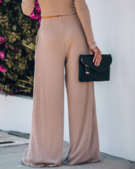 Hermosa Pocketed Ribbed Wide Leg Pants - Mocha Ins Street