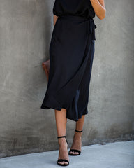 Sophisticated Living Textured Wrap Midi Skirt - Black - FINAL SALE Ins Street