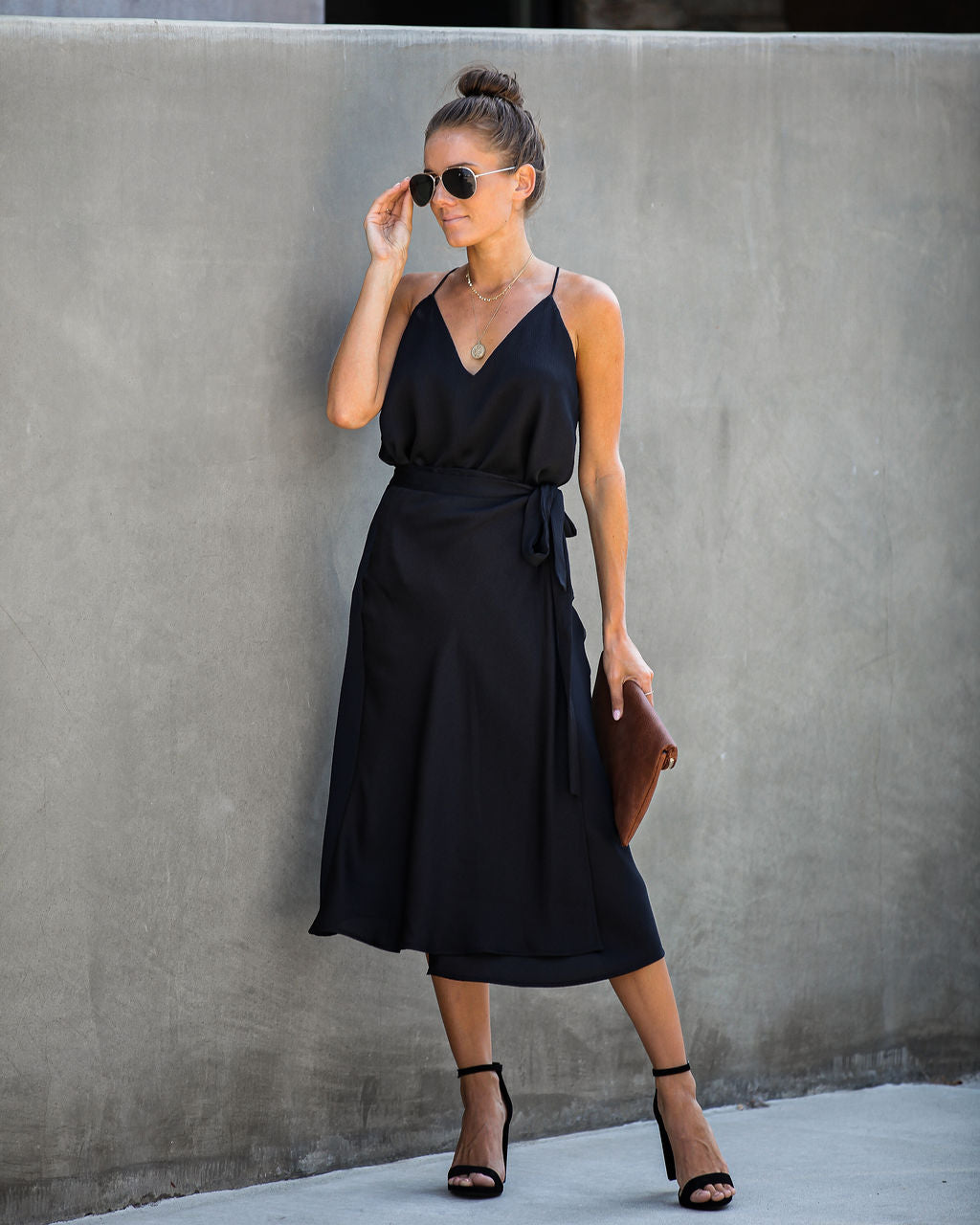 Sophisticated Living Textured Wrap Midi Skirt - Black - FINAL SALE Ins Street