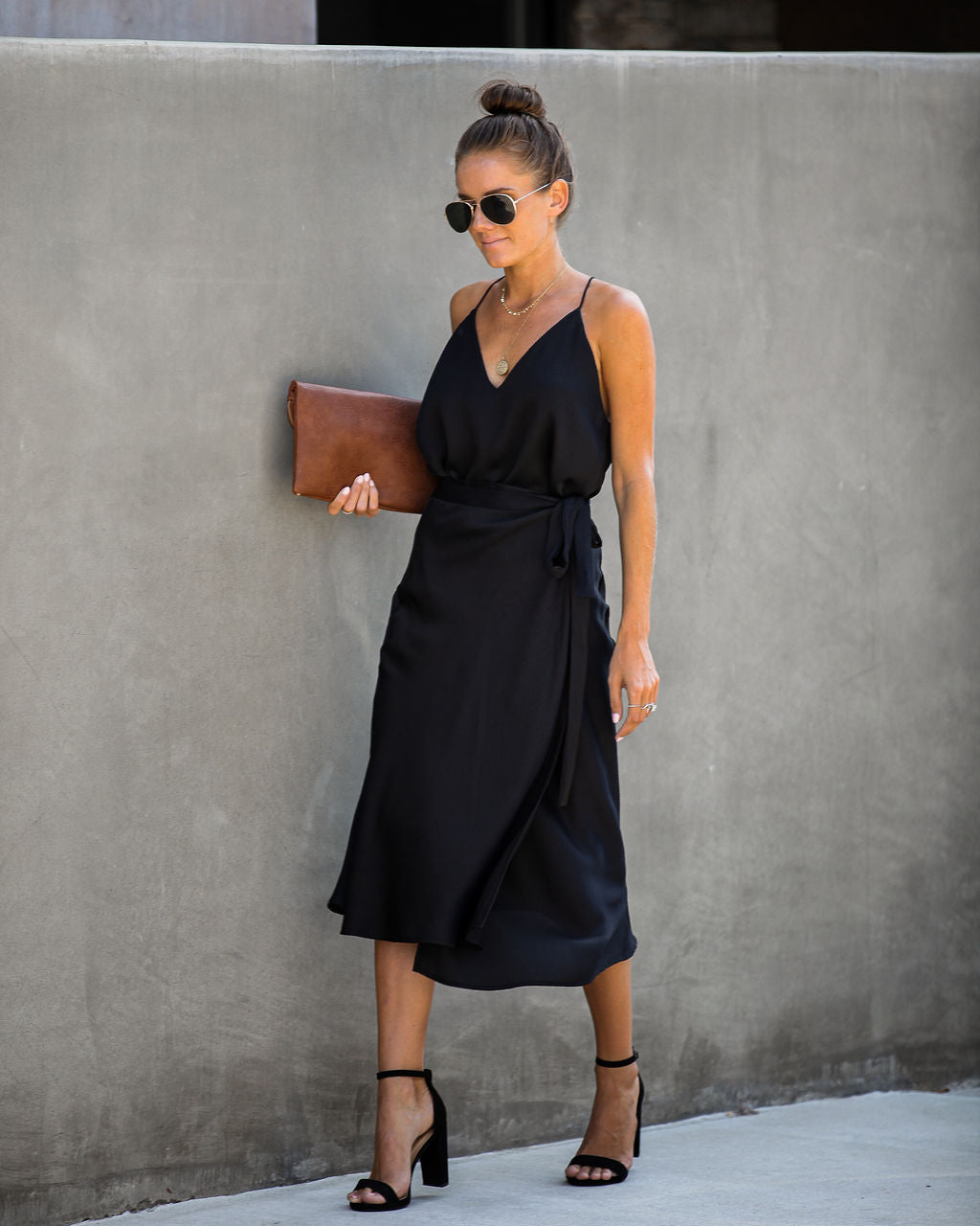 Sophisticated Living Textured Wrap Midi Skirt - Black - FINAL SALE Ins Street