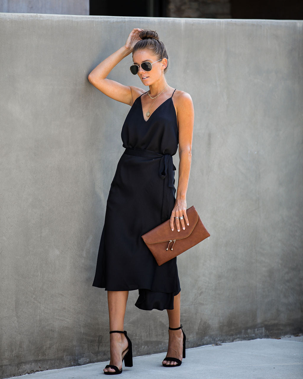 Sophisticated Living Textured Wrap Midi Skirt - Black - FINAL SALE Ins Street