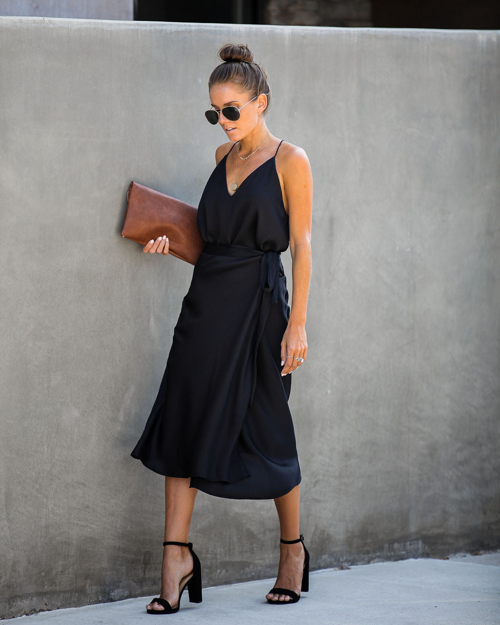 Sophisticated Living Textured Wrap Midi Skirt - Black - FINAL SALE Ins Street