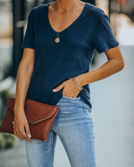 Kinsley V-Neck Pocket Tee - Uniform Blue Ins Street