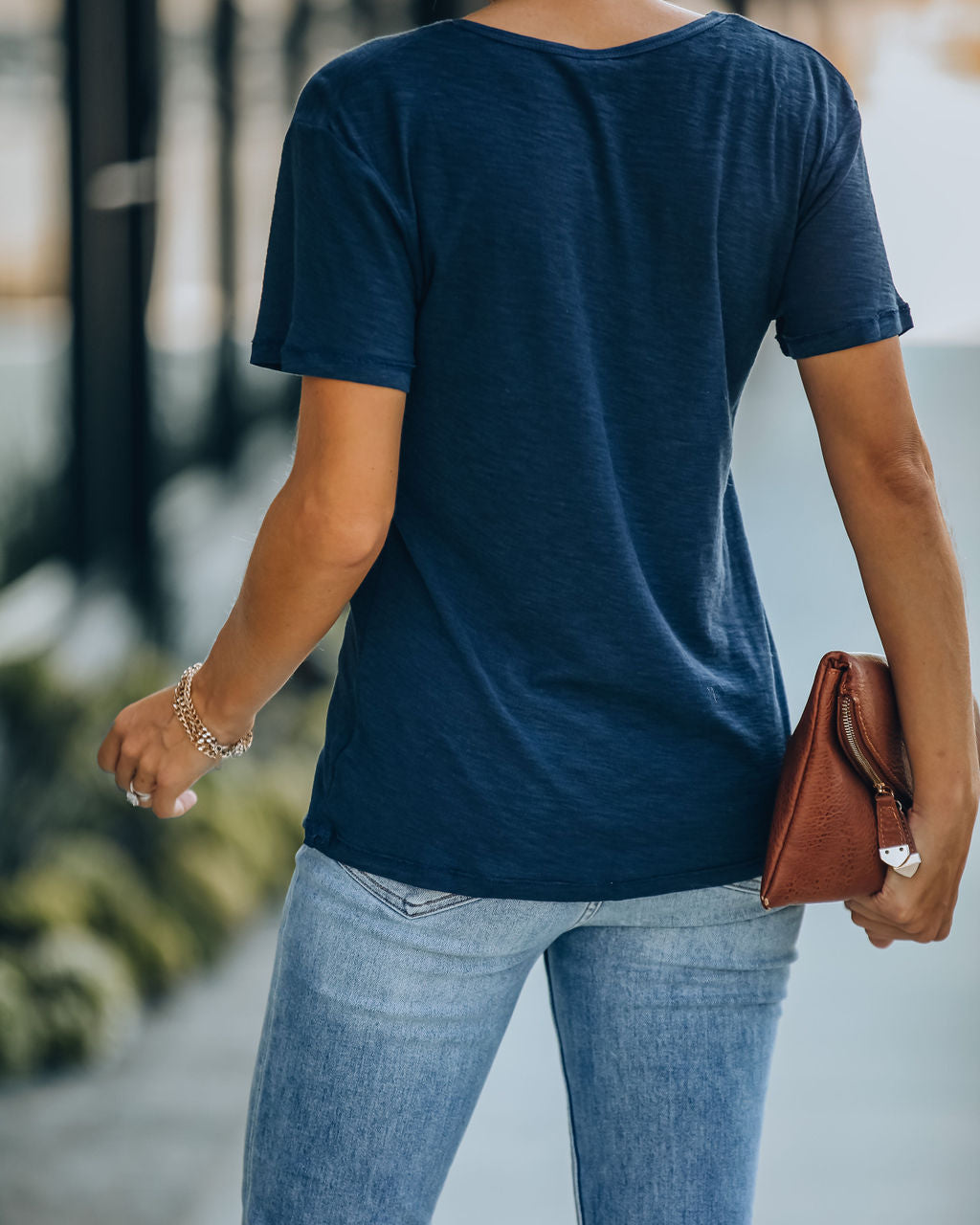 Kinsley V-Neck Pocket Tee - Uniform Blue Ins Street