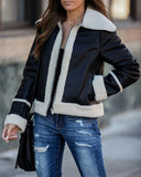 Rockford Pocketed Faux Leather Sherpa Jacket Ins Street