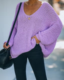 Pinky Promise Cotton Blend Knit Sweater - Lavender Ins Street