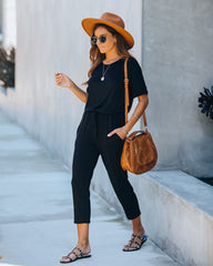 End Of Story Pocketed Knit Jumpsuit - Black Ins Street