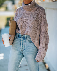 Ilana Cable Knit Turtleneck Sweater - Dusty Mauve Ins Street