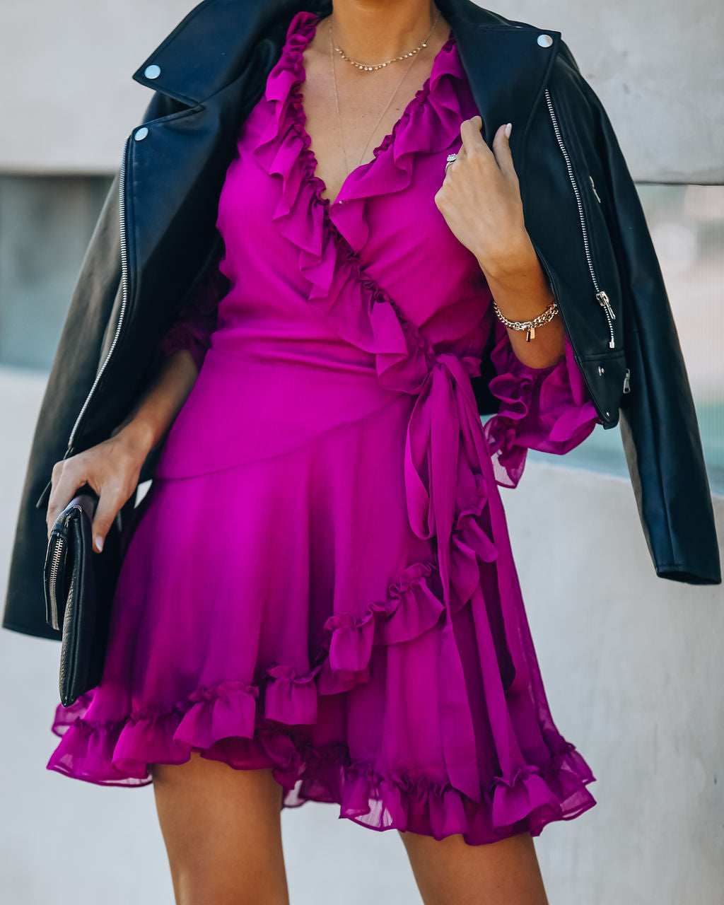 Away With Me Ruffle Wrap Dress - Berry InsStreet