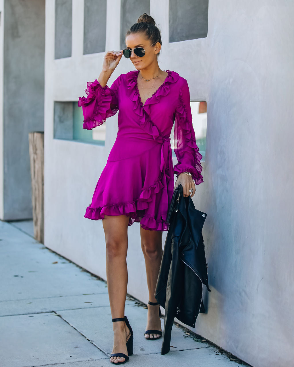 Away With Me Ruffle Wrap Dress - Berry InsStreet