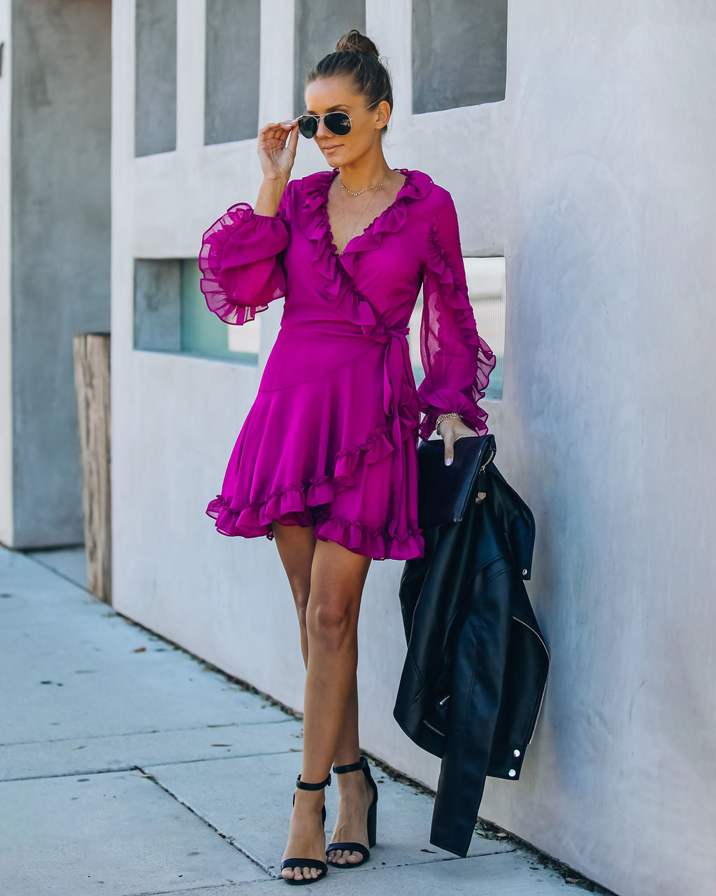 Away With Me Ruffle Wrap Dress - Berry InsStreet