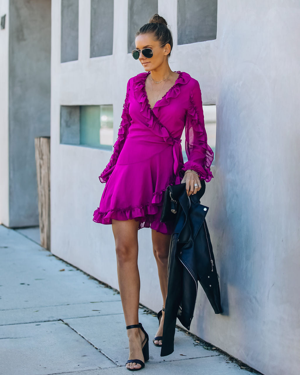 Away With Me Ruffle Wrap Dress - Berry InsStreet