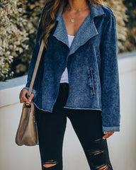 Denim Wash Cotton Pocketed Knit Jacket Ins Street