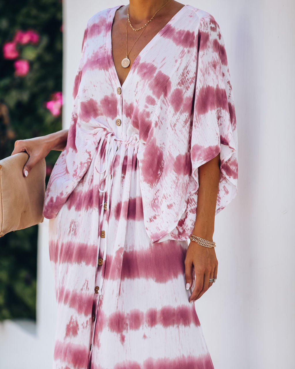 Estancia Adjustable Tie Dye Kimono Maxi Dress Ins Street