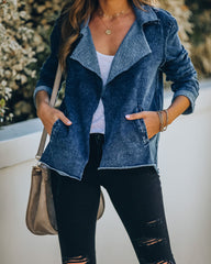 Denim Wash Cotton Pocketed Knit Jacket Ins Street