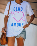 Club Amour Distressed Cotton Tee - FINAL SALE LULU-001