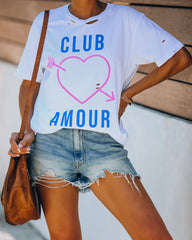 Club Amour Distressed Cotton Tee - FINAL SALE LULU-001