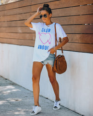 Club Amour Distressed Cotton Tee - FINAL SALE LULU-001