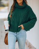 Lyla Cotton Blend Cable Knit Sweater - Hunter Green Ins Street