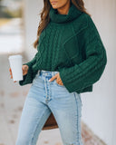 Lyla Cotton Blend Cable Knit Sweater - Hunter Green Ins Street