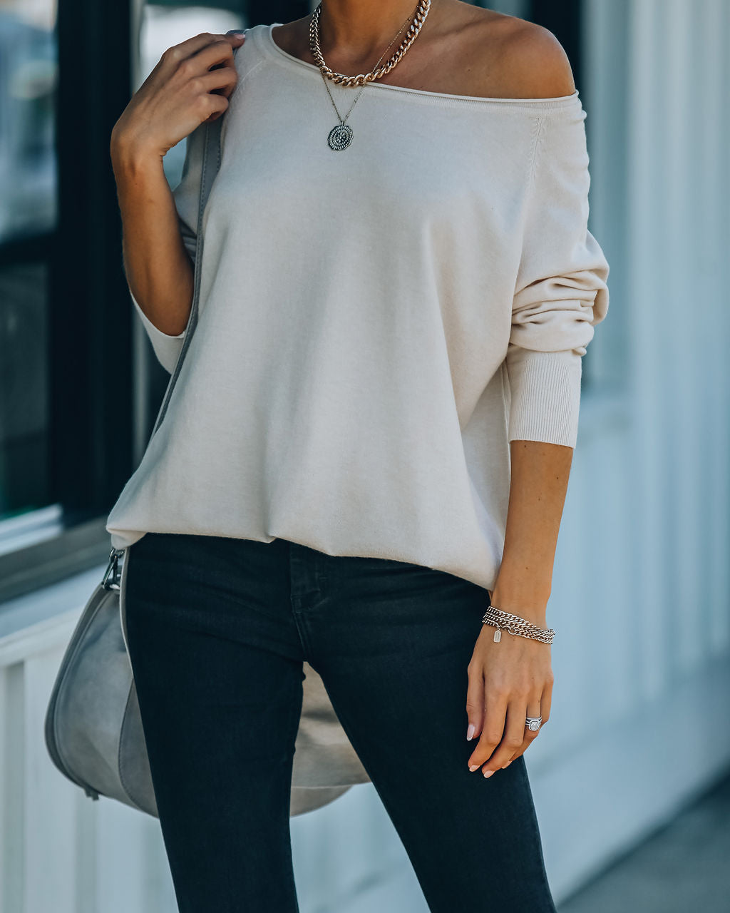 Leandra Knit Tunic Sweater - Oatmeal Ins Street