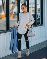 Leandra Knit Tunic Sweater - Oatmeal Ins Street