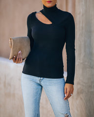 Zora Ribbed Cutout Turtleneck Knit Top Ins Street