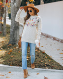 Patience Embroidered Floral Knit Sweater Ins Street