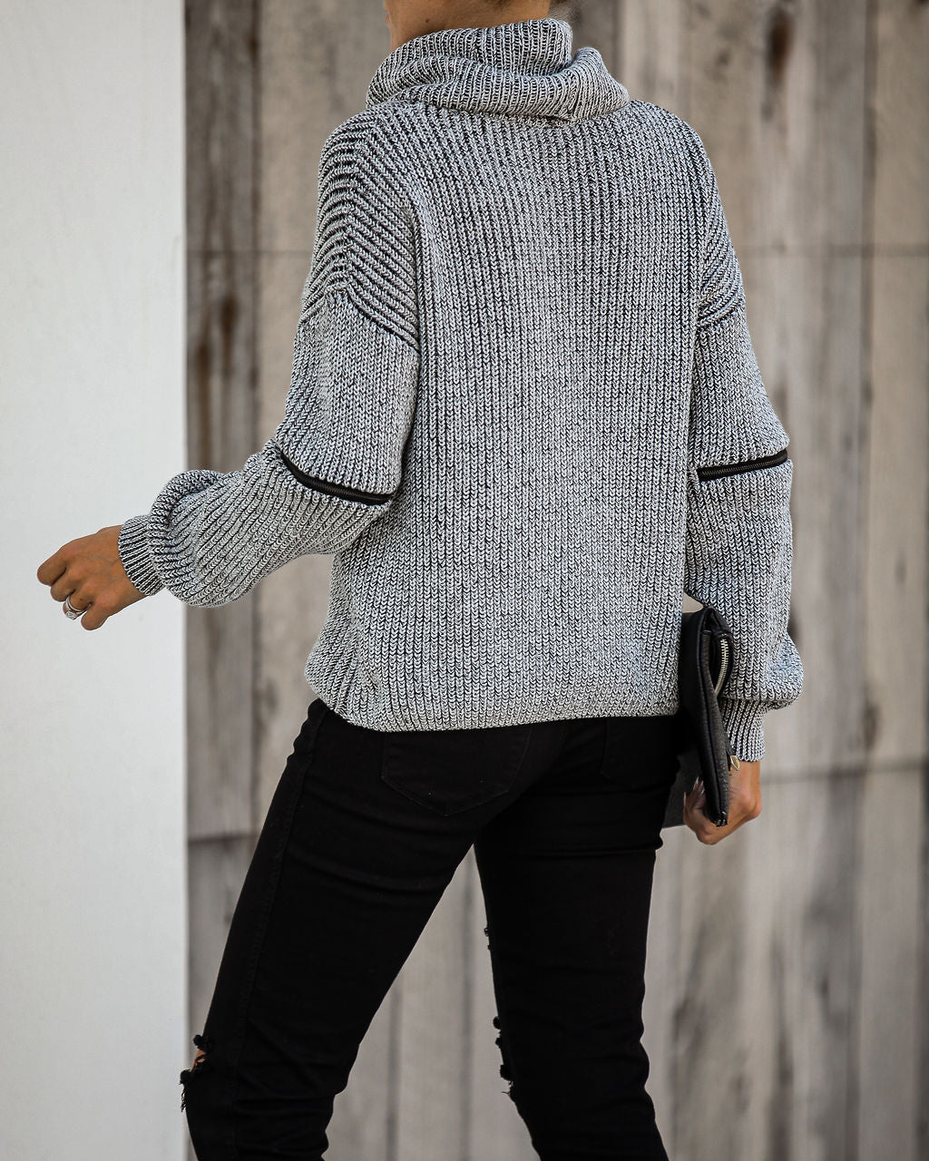 Tower Bridge Cotton Blend Zip Sleeve Knit Sweater - FINAL SALE FATE-001